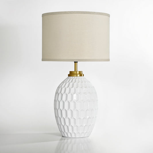 25.4" Modern Ceramic Table Lamp with Switch and Linen Shade