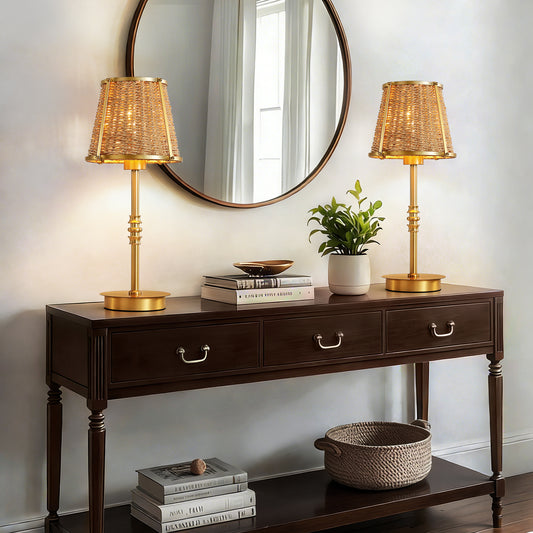 18" Modern Rattan Table Lamp (Dimmable)