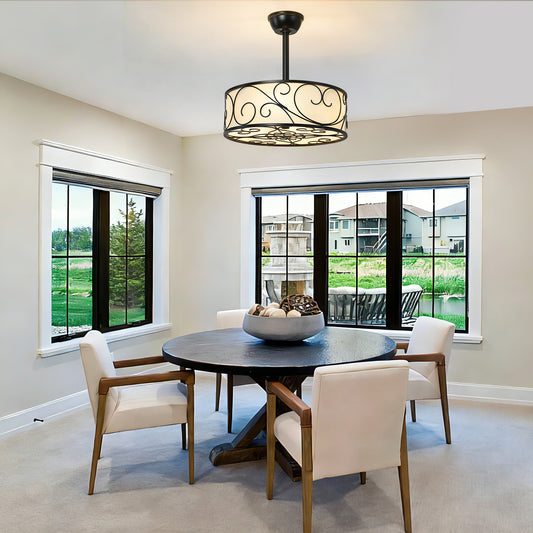 19" Semi-Flush Mount Ceiling Fan with Lantern-Style Light
