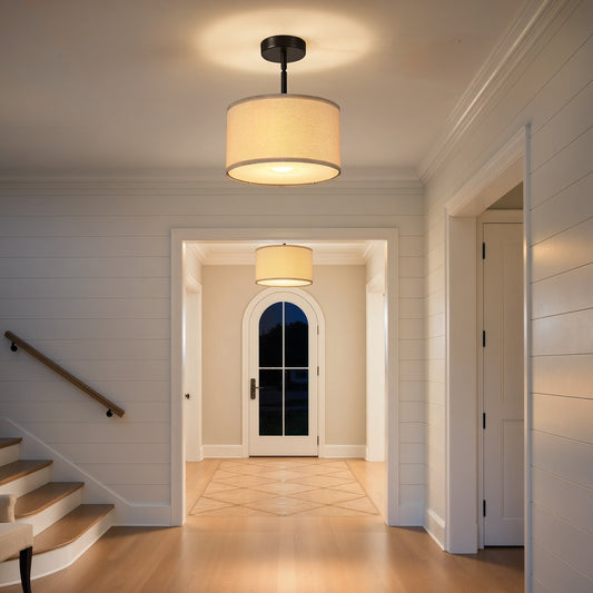60-Watt Cylindrical Fabric Pendant Light