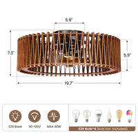 20" Flush Mount Ceiling Fan with Light