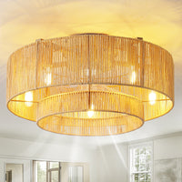 20" Barby Boho Ceiling Fan with Rattan Light Shades & Remote Control
