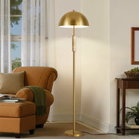 64" Gold Modern Metal Floor Lamp with Dual Lights and Dome Shades