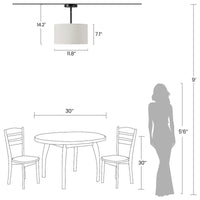 60-Watt Cylindrical Fabric Pendant Light