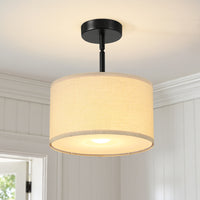 60-Watt Cylindrical Fabric Pendant Light