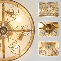 19'' Retro country style crystal ceiling fan light with remote control and dimming function