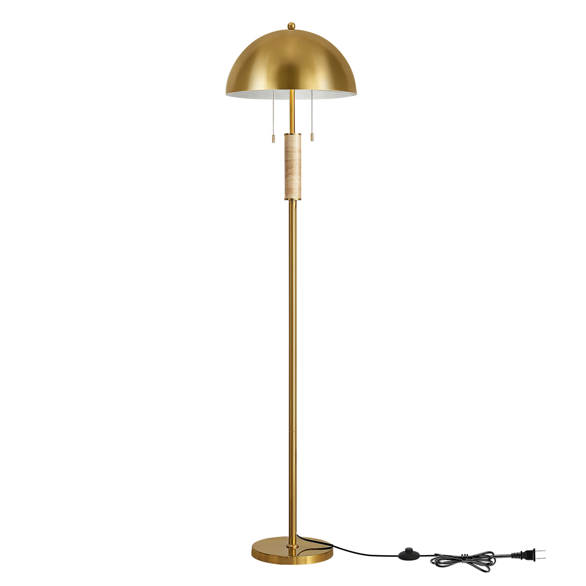 Dual Head Floor Lamp with Dome Shades