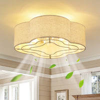20" Indoor Flush Mount Fabric Boho Gold Caged Ceiling Fan With Light and Remote Control 6-Speed Reversible Motor