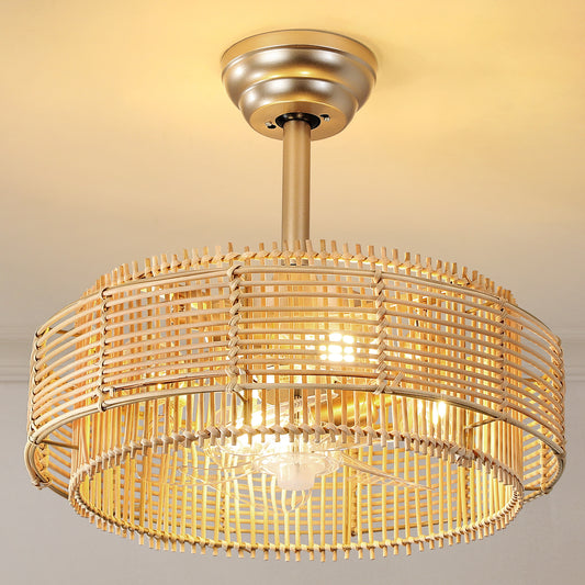 19" Indoor Gold Ceiling Fan (with Light and Remote Control)