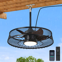 22" Outdoor Ceiling Fans with Light, Waterproof Plug in Ceiling Fan, 3CCT Dimmable, Gazebo Hanging Fan with Remote & APP Control, Caged Ceiling Fan for Patio Porch Pergola