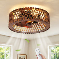 20'' Ceiling-Mounted Wooden Ceiling Fan with Light