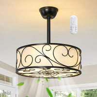 19" Semi-Flush Mount Ceiling Fan with Lantern-Style Light