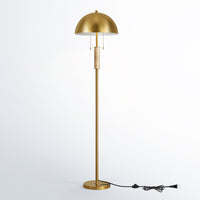 64" Gold Modern Metal Floor Lamp with Dual Lights and Dome Shades