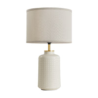 23'' Vintage Bohemian-Style White Cylindrical Table Lamp