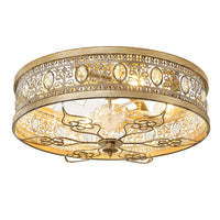 19'' Retro country style crystal ceiling fan light with remote control and dimming function