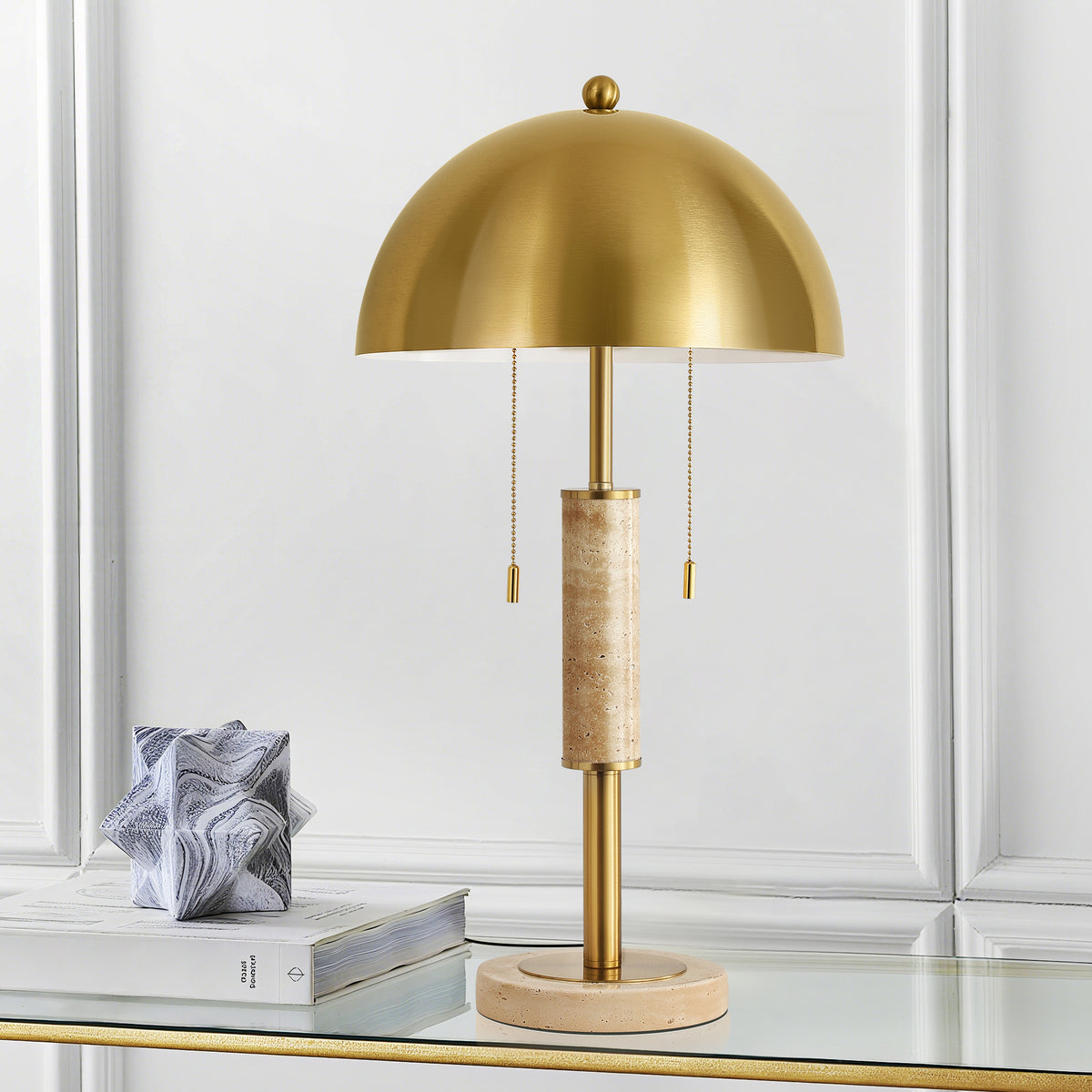 23" Gold Modern Two-Light Table Lamp