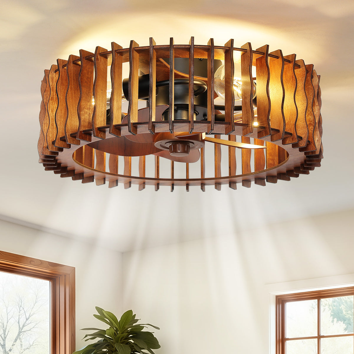 20" Flush Mount Ceiling Fan with Light