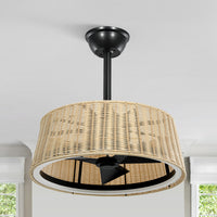 20" Bohemian-Style Rattan Ceiling Fan (with Light and Remote Control) — Supports LED Dimming and Smart App Control; Semi-Flush Mount Design, Suitable for Bedrooms and Living Rooms.