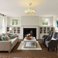 19" Indoor White Modern Enclosed Acrylic Ceiling Fan with Light and Remote Control