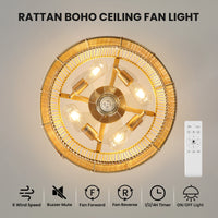 19" Indoor Gold Ceiling Fan (with Light and Remote Control)