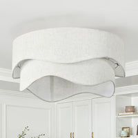 20" Indoor White Bohemian-Style Caged, Tiered Rattan Ceiling Fan with Light
