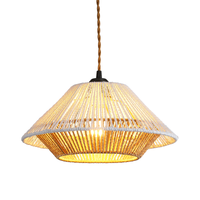 Bohemian-style rattan chandelier, 23-foot plug-in power cord, dimmable