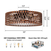 20'' Ceiling-Mounted Wooden Ceiling Fan with Light