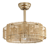 19" Indoor Gold Ceiling Fan (with Light and Remote Control)