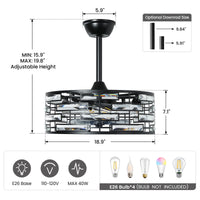 19" Ceiling Fan with Lantern-Style Crystal Light Shade