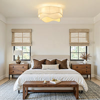 20" Indoor White Bohemian-Style Caged, Tiered Rattan Ceiling Fan with Light