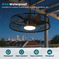 22" Outdoor Ceiling Fans with Light, Waterproof Plug in Ceiling Fan, 3CCT Dimmable, Gazebo Hanging Fan with Remote & APP Control, Caged Ceiling Fan for Patio Porch Pergola