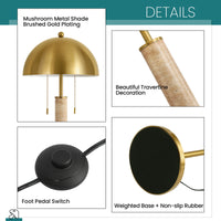 64" Gold Modern Metal Floor Lamp with Dual Lights and Dome Shades