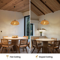 Bohemian 11.8-inch rattan pendant light, dimmable, comes with 23 feet of cord.
