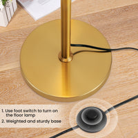64" Gold Modern Metal Floor Lamp with Dual Lights and Dome Shades