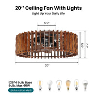 20" Flush Mount Ceiling Fan with Light