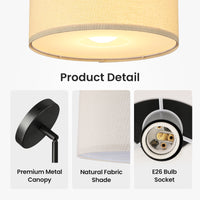 60-Watt Cylindrical Fabric Pendant Light
