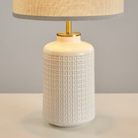 23'' Vintage Bohemian-Style White Cylindrical Table Lamp