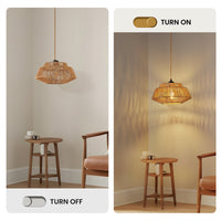 Bohemian 11.8-inch rattan pendant light, dimmable, comes with 23 feet of cord.