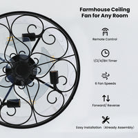 19" Semi-Flush Mount Ceiling Fan with Lantern-Style Light