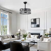 19" Ceiling Fan with Lantern-Style Crystal Light Shade