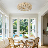 20" Rattan-Woven Low-Profile Ceiling Fan with Light
