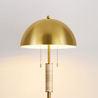 64" Gold Modern Metal Floor Lamp with Dual Lights and Dome Shades