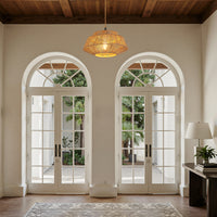 Bohemian 11.8-inch rattan pendant light, dimmable, comes with 23 feet of cord.