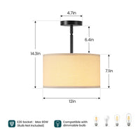 60-Watt Cylindrical Fabric Pendant Light