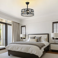 19" Ceiling Fan with Lantern-Style Crystal Light Shade