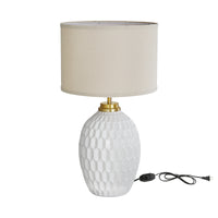 25.4" Modern Ceramic Table Lamp with Switch and Linen Shade