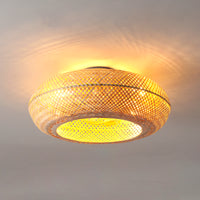 Rattan Caged Ceiling Fan Light