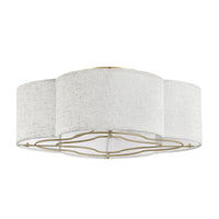 20" Indoor Flush Mount Fabric Boho Gold Caged Ceiling Fan With Light and Remote Control 6-Speed Reversible Motor
