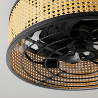 Metal Framed Woven Ceiling Fan Light