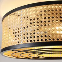 Metal Framed Woven Ceiling Fan Light
